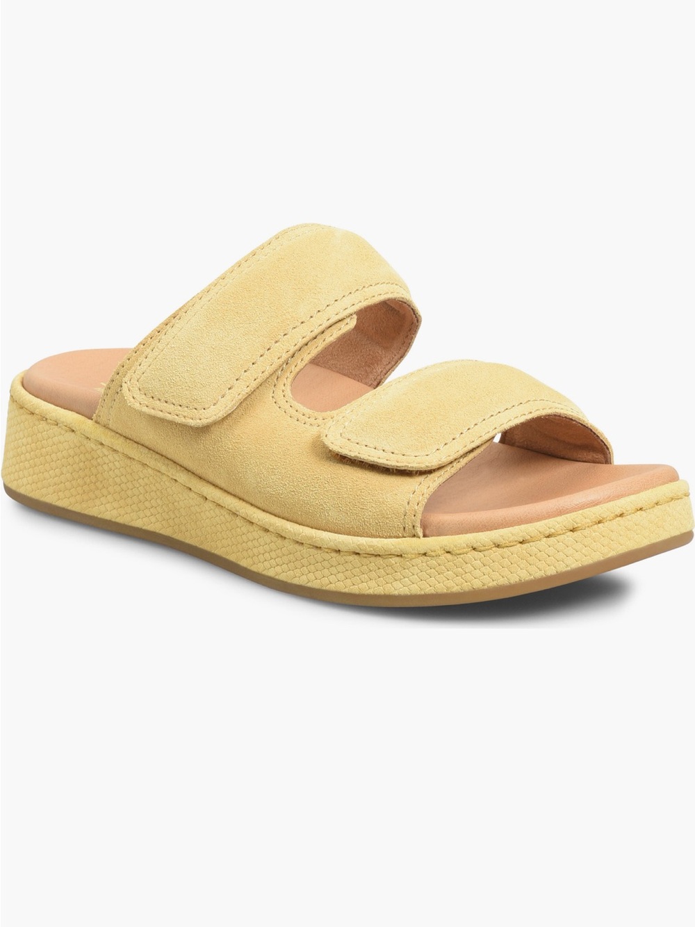Born Vivian platform Yellow Suede Dual-Strap Slide Sandal